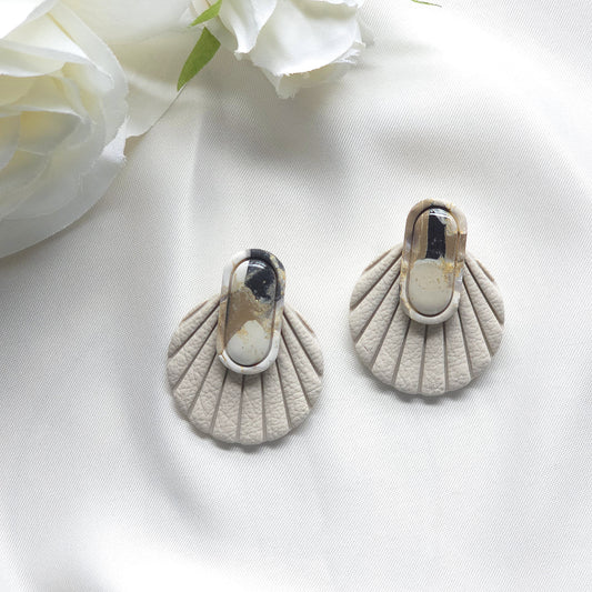 Nerina Neutral Marble Style Drop Earring