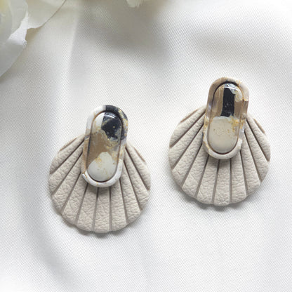 Nerina Neutral Marble Style Drop Earring