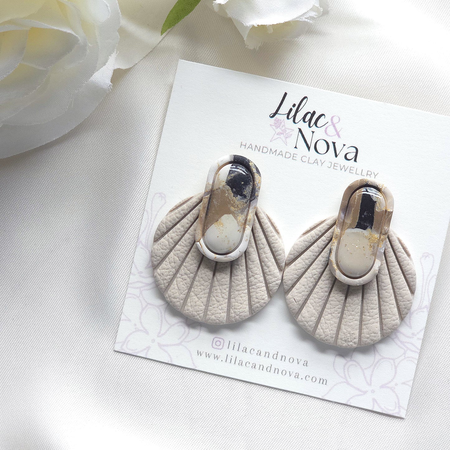 Nerina Neutral Marble Style Drop Earring