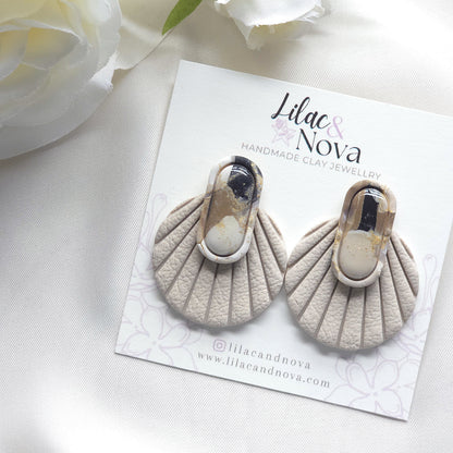 Nerina Neutral Marble Style Drop Earring