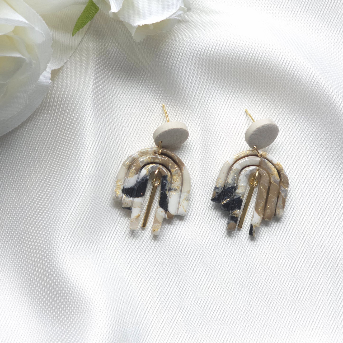 Ophelia Neutral Marble Arch Drop Earring