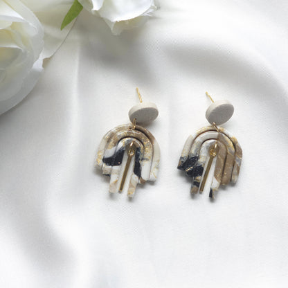 Ophelia Neutral Marble Arch Drop Earring