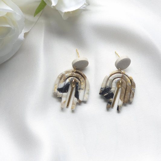 Ophelia Neutral Marble Arch Drop Earring