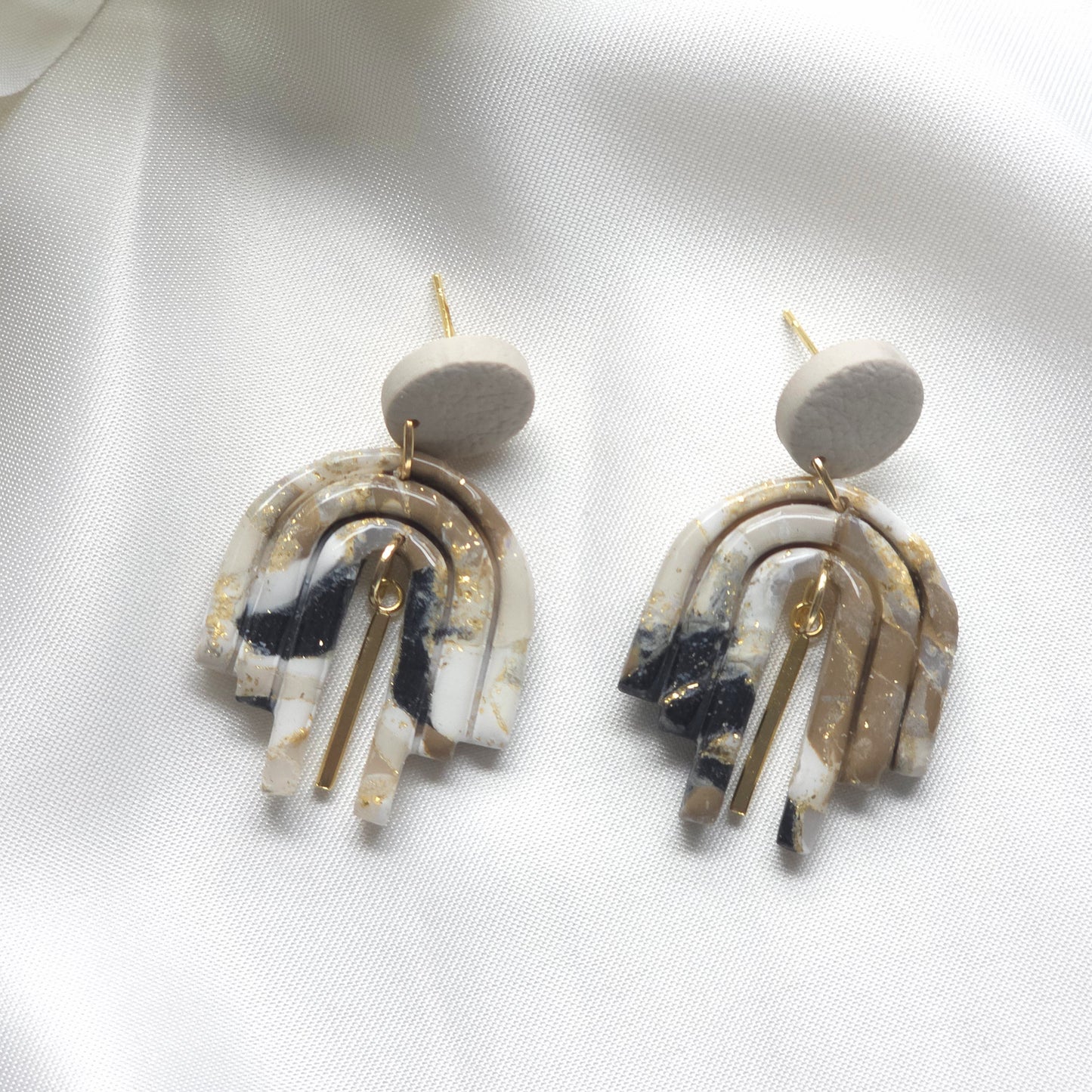 Ophelia Neutral Marble Arch Drop Earring