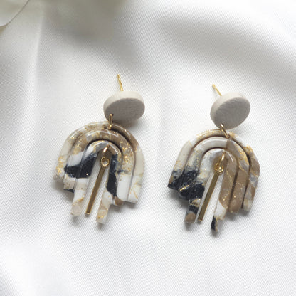 Ophelia Neutral Marble Arch Drop Earring