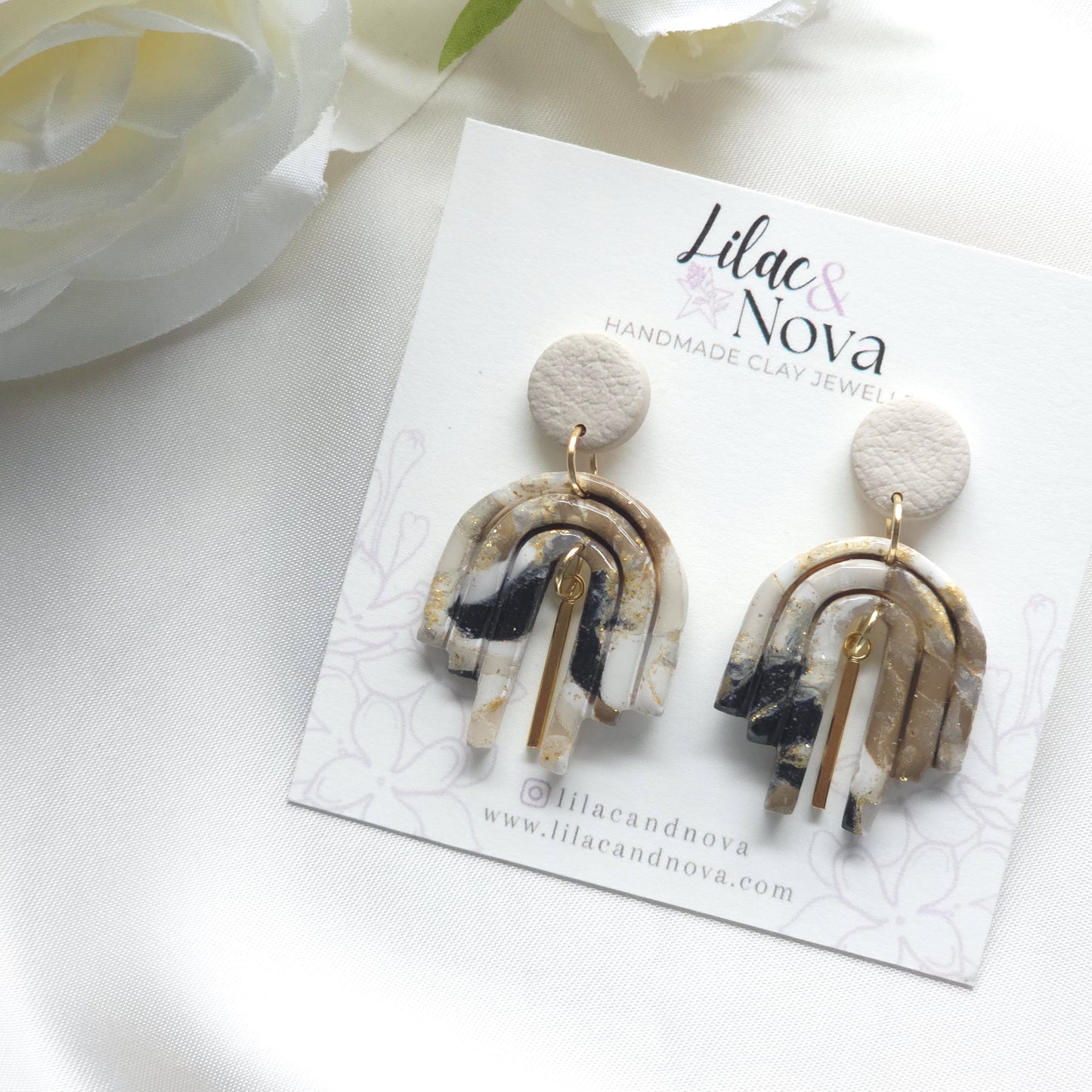 Ophelia Neutral Marble Arch Drop Earring