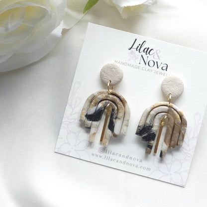 Ophelia Neutral Marble Arch Drop Earring