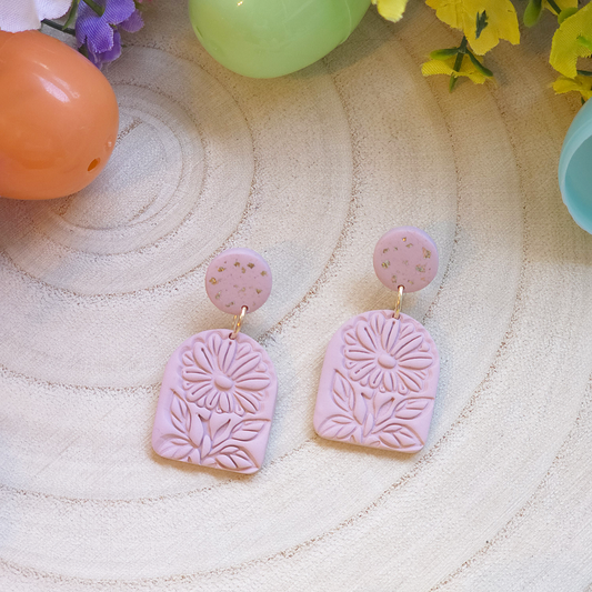 Pink Daisy Arch Drop Earrings