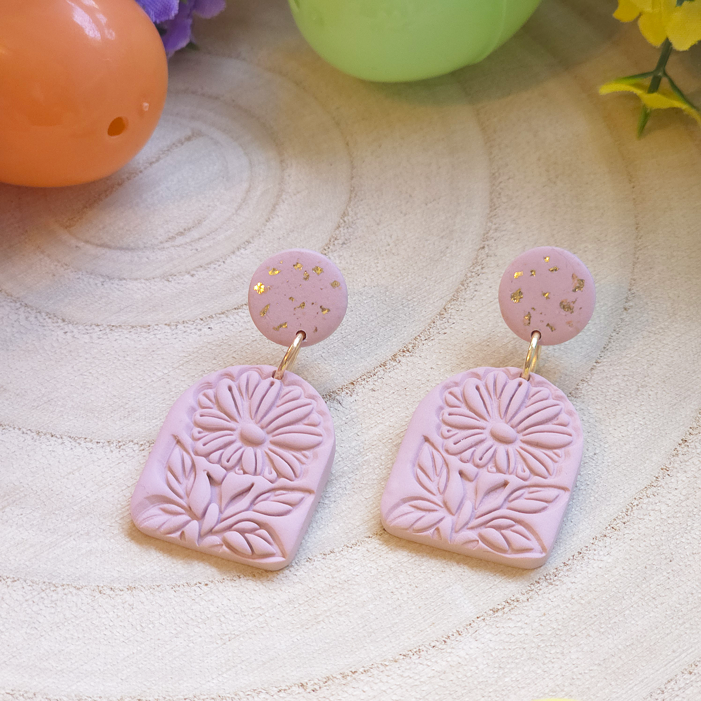 Pink Daisy Arch Drop Earrings