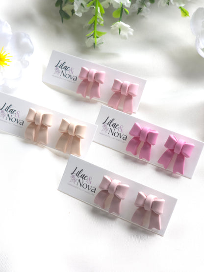 Pink Classic Petite Pastel Bow Stud
