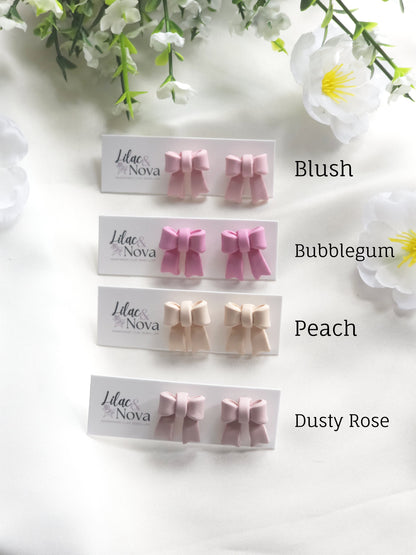 Pink Classic Petite Pastel Bow Stud