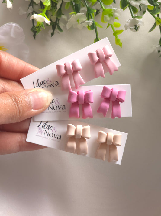 Pink Classic Petite Pastel Bow Stud