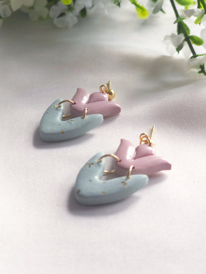 Pink Tulip Bloom Dangle Earrings
