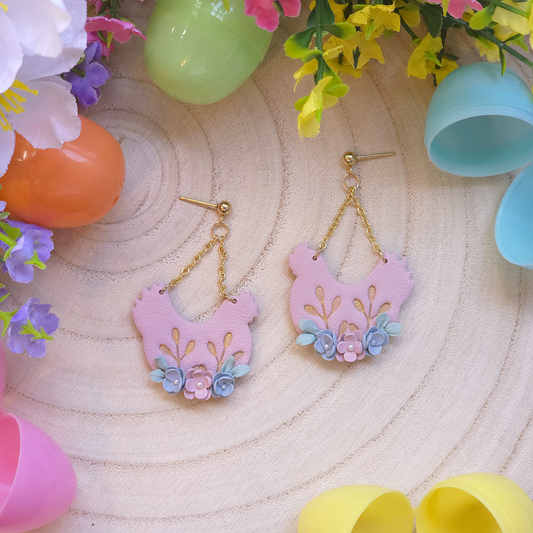 Rustic Hen Bloom Drop Earring