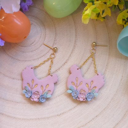 Rustic Hen Bloom Drop Earring