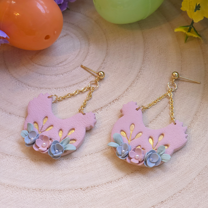Rustic Hen Bloom Drop Earring