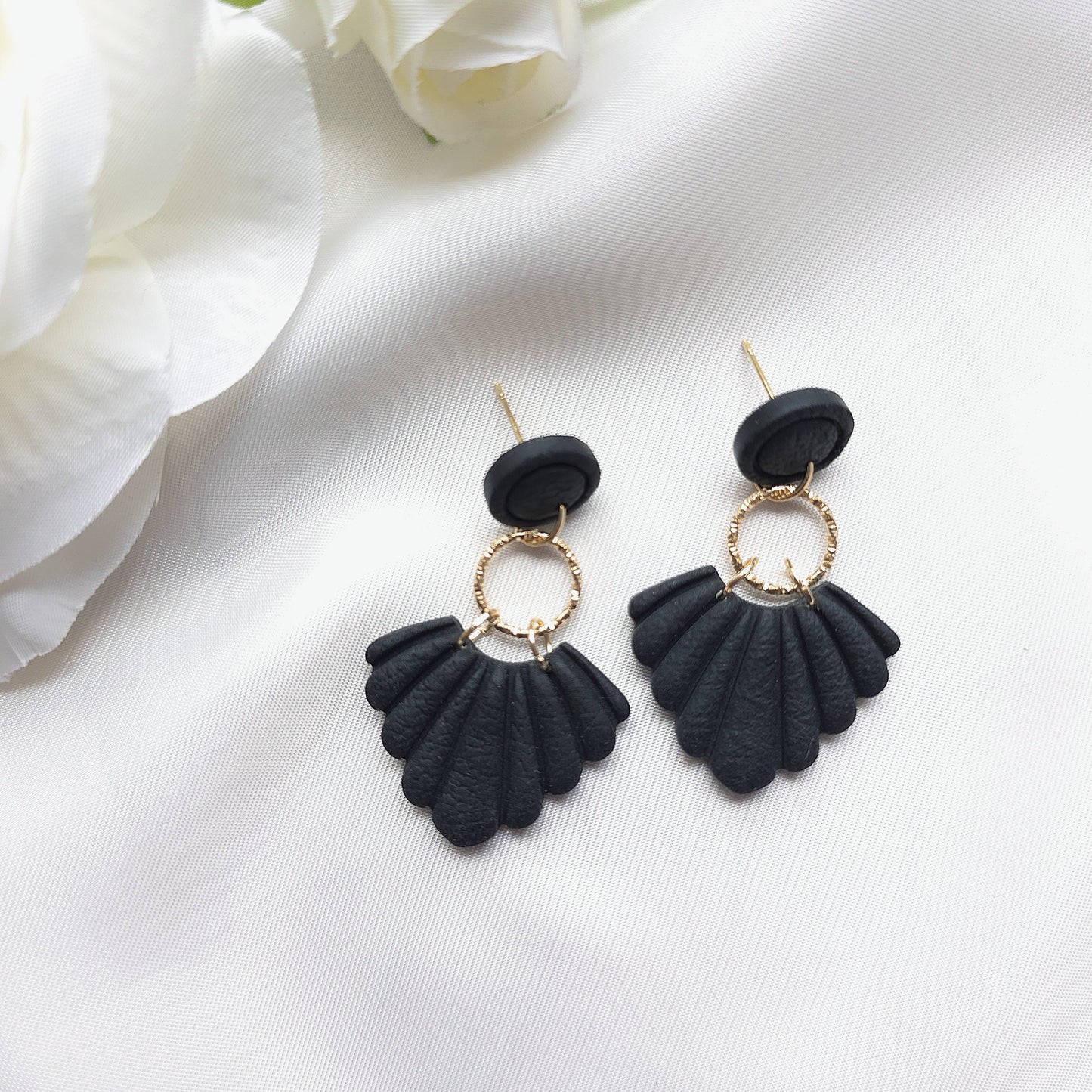 Seraphina Black Circle Bezel Accent Drop Earring