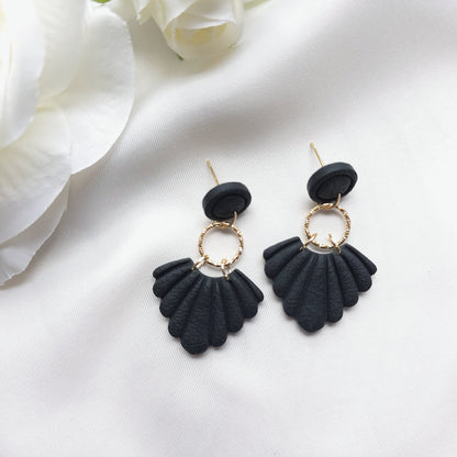 Seraphina Black Circle Bezel Accent Drop Earring