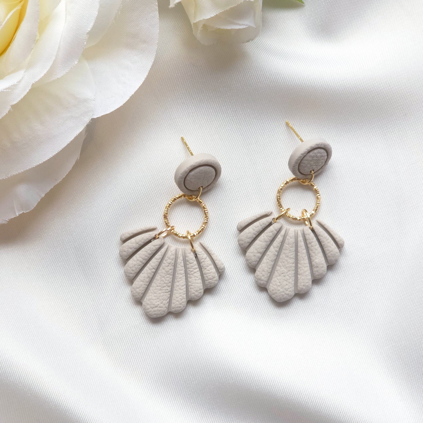 Seraphina Taupe Circle Bezel Accent Drop Earring