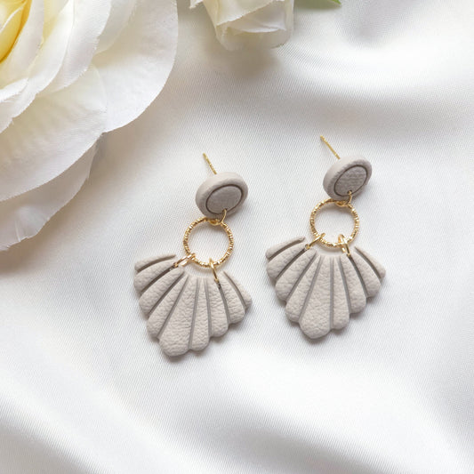 Seraphina Taupe Circle Bezel Accent Drop Earring