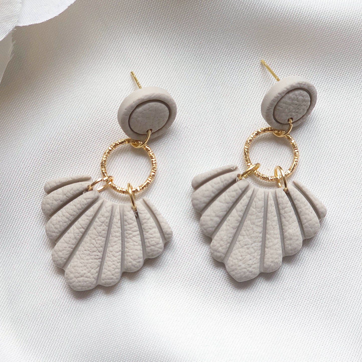 Seraphina Taupe Circle Bezel Accent Drop Earring