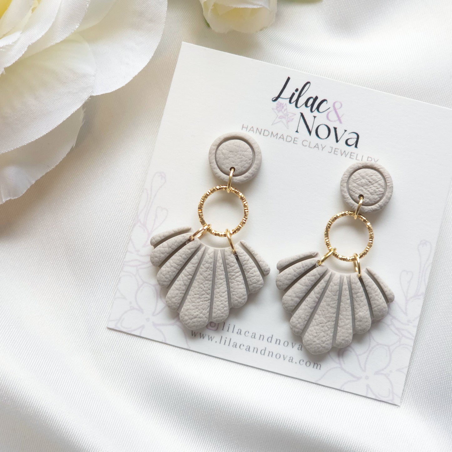Seraphina Taupe Circle Bezel Accent Drop Earring