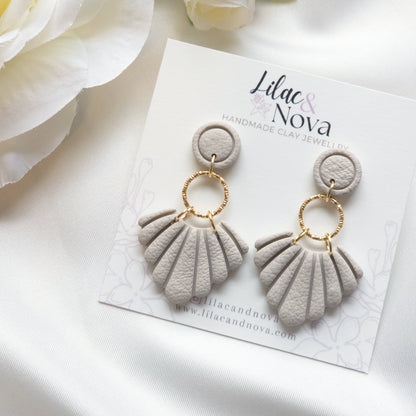 Seraphina Taupe Circle Bezel Accent Drop Earring