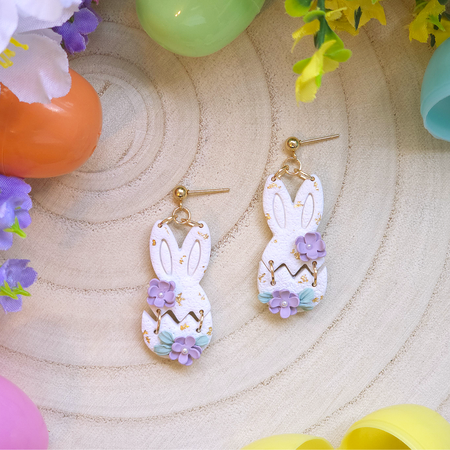 Springtime Bunny Bloom Dangle Earring