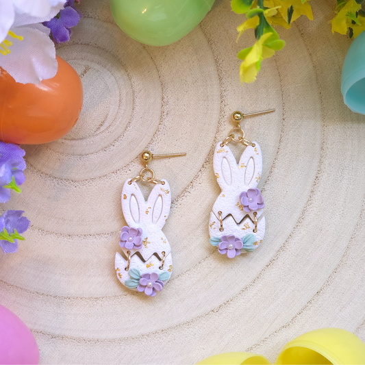 Springtime Bunny Bloom Dangle Earring