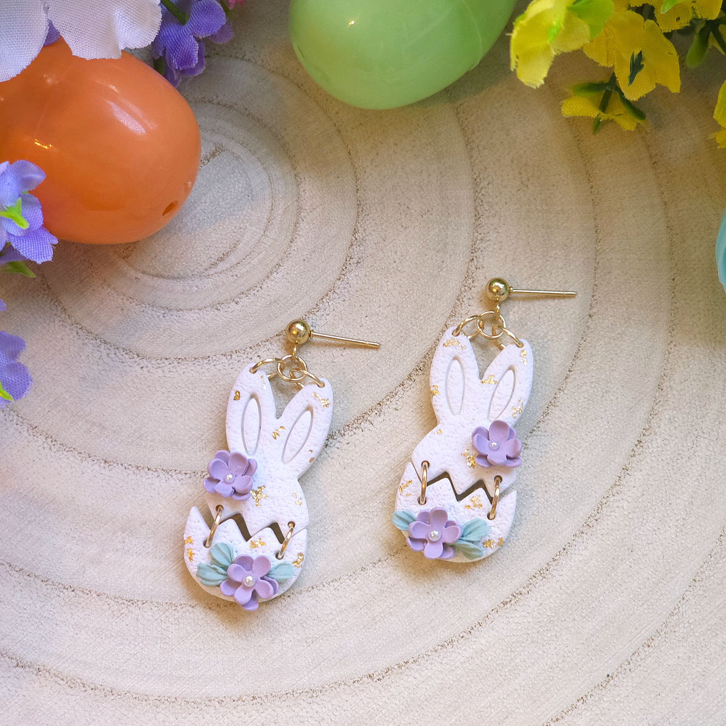 Springtime Bunny Bloom Dangle Earring
