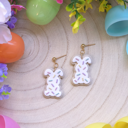 Sweet Sprinkle Cookie Bunny Drop Earrings