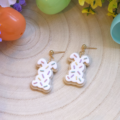Sweet Sprinkle Cookie Bunny Drop Earrings