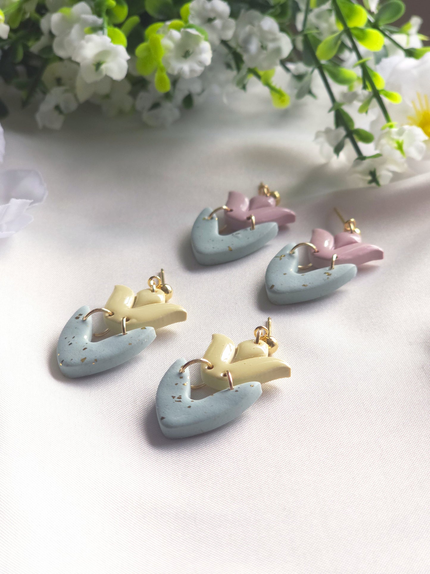 Pink Tulip Bloom Dangle Earrings