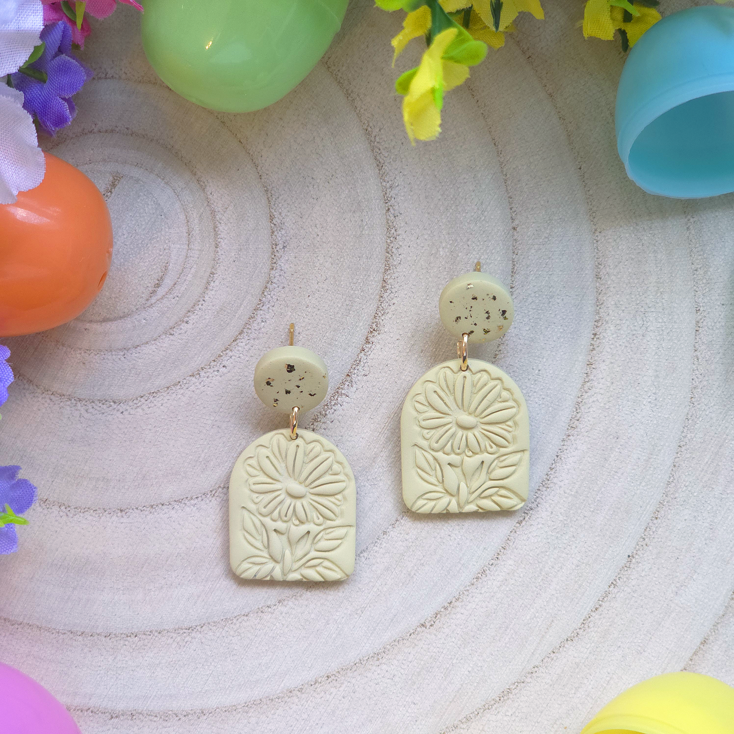 Yellow Daisy Arch Drop Earrings