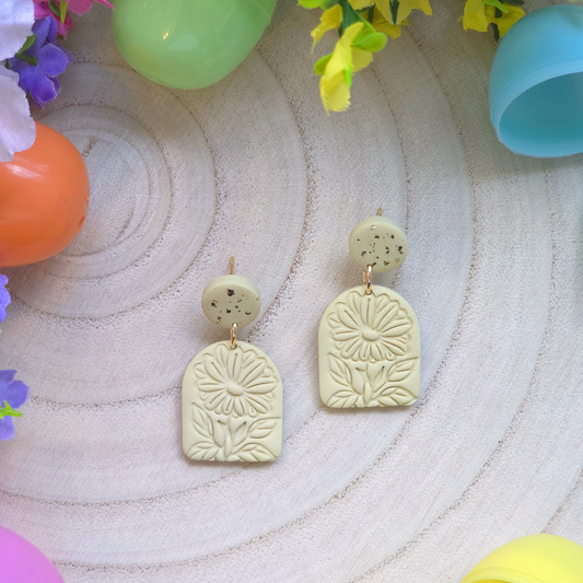 Yellow Daisy Arch Drop Earrings