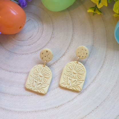 Yellow Daisy Arch Drop Earrings