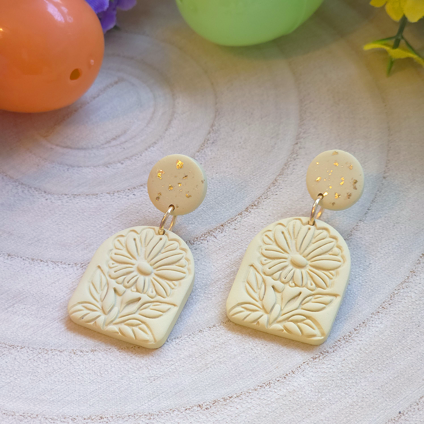 Yellow Daisy Arch Drop Earrings