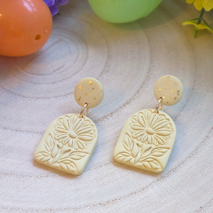 Yellow Daisy Arch Drop Earrings