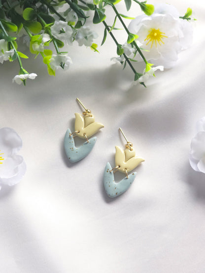 Yellow Tulip Bloom Dangle Earrings
