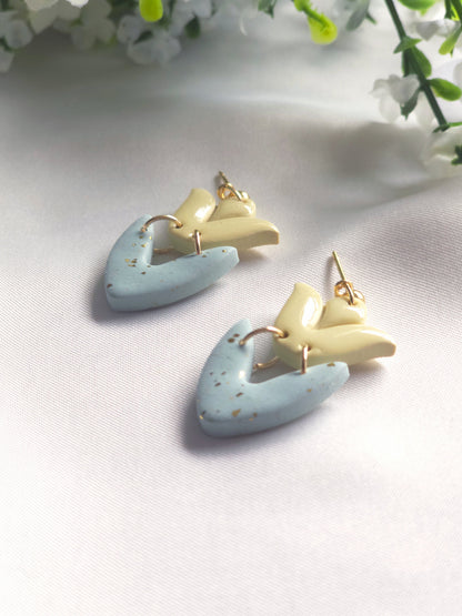 Yellow Tulip Bloom Dangle Earrings